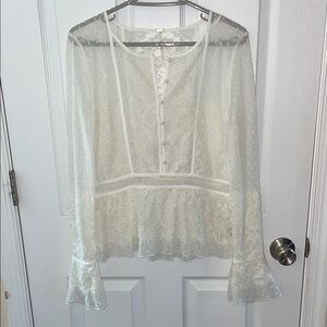 Free People Penelope White Lace Blouse